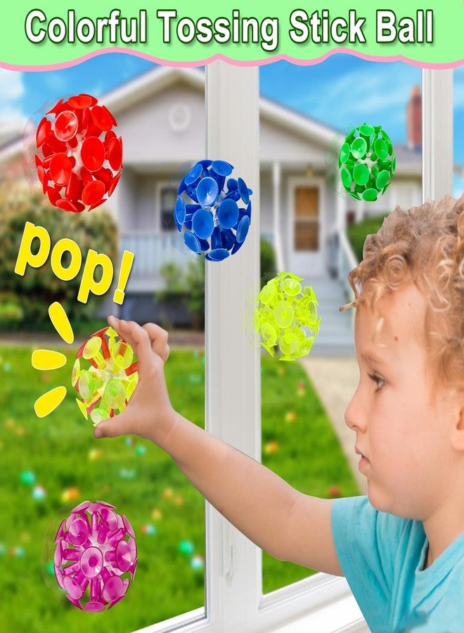 AMENON 12 Pack Prefilled Easter Eggs with Toys for Kids Boys, Easter Eggs Filled Suction Cup Balls Tossing Stick Balls, Stress Relief Fidget Toys Easter Basket Essentials Stuffers Fillers Classroom Prizes - Image 3